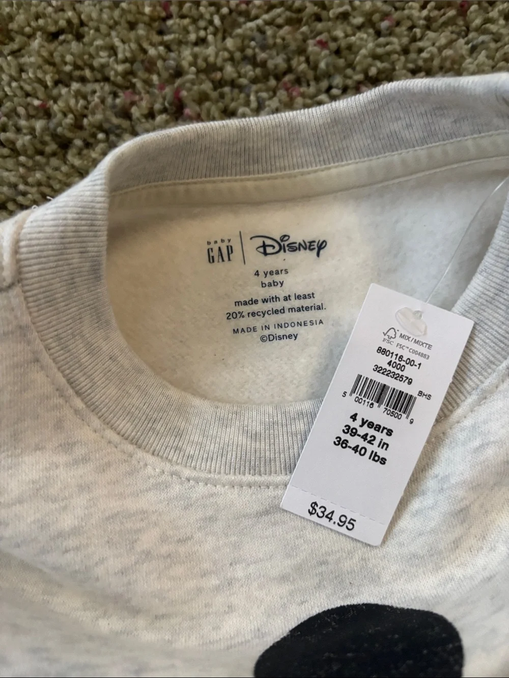 Gap x Disney Toddler Mickey Mouse Denim Jacket Graphic Sweatshirt NWT Kids Sz 4